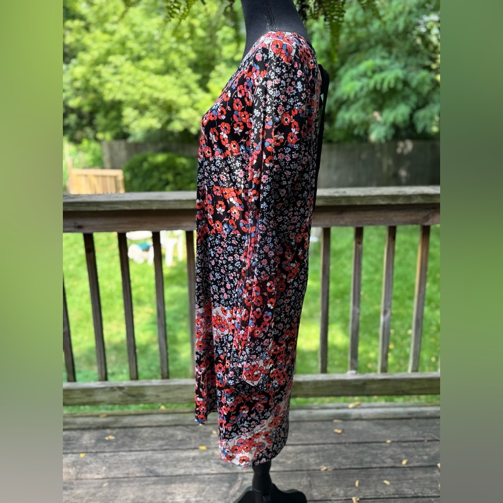 Westport 1962 dressbarn Floral Shift Dress Bell Sleeves Ribbon Tie Back - Picture 3 of 8